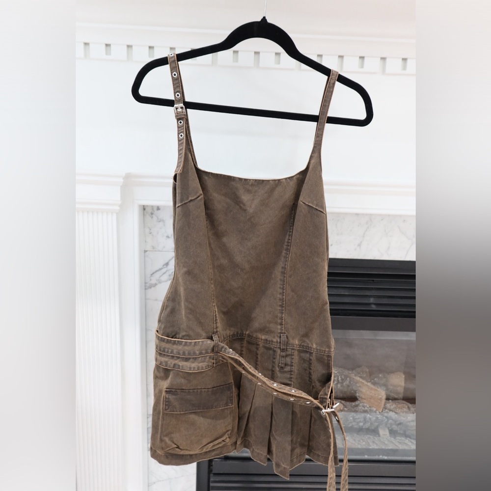 Brown leather dress, low waist